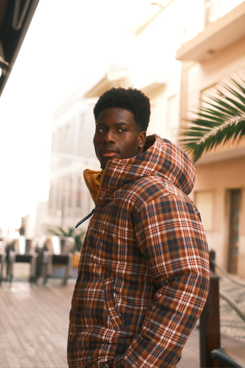 Reversible plaid jacket Mustard