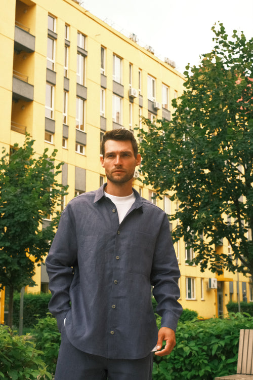 Blueberry linen shirt