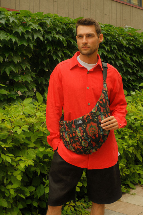 Flaner Bag Ethno Flowers Black double-sided bag