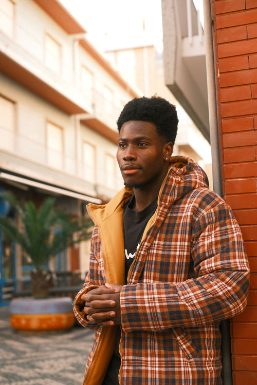 Reversible plaid jacket Mustard