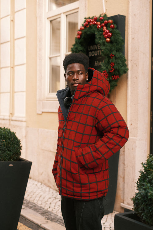 Reversible checkered jacket Red