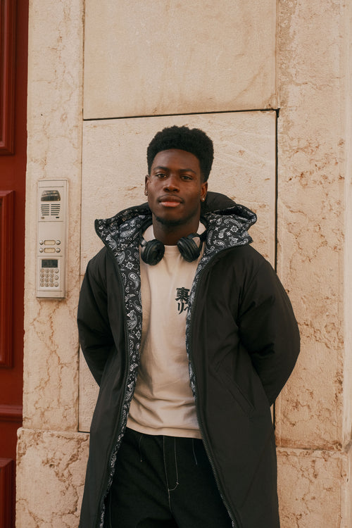 Paisley double-breasted coat