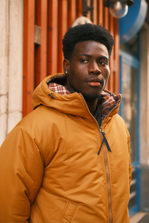 Reversible plaid jacket Mustard