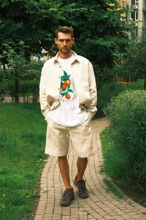 Natural linen shorts