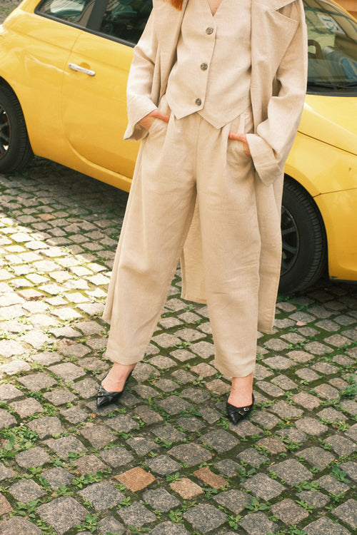 Natural linen trousers