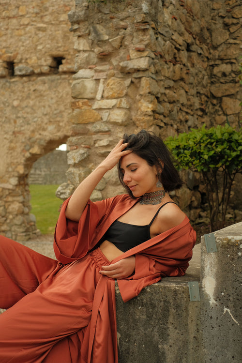 Кімоно з атласу Terracotta