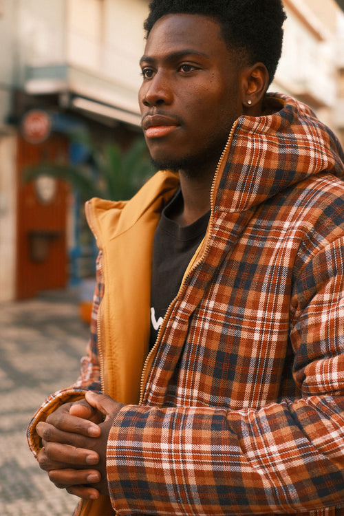 Reversible plaid jacket Mustard