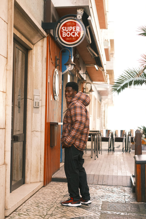 Reversible plaid jacket Mustard