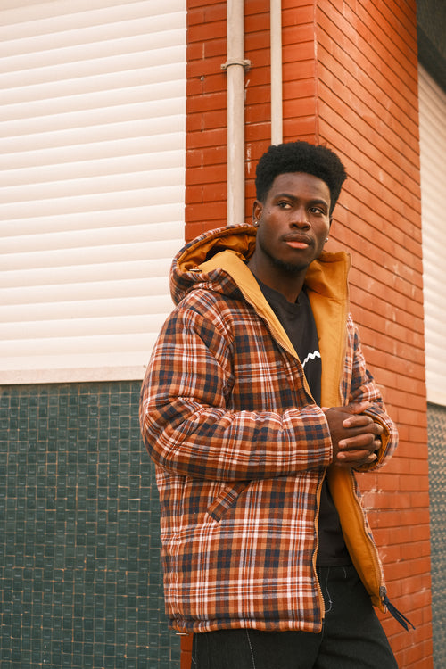 Reversible plaid jacket Mustard