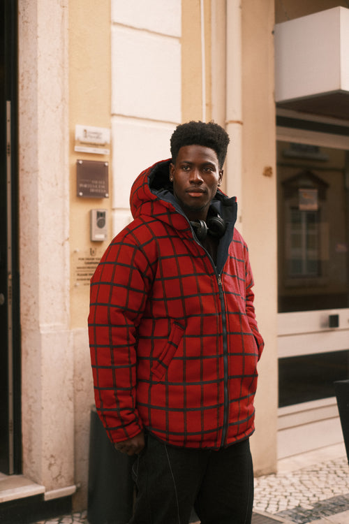 Reversible checkered jacket Red