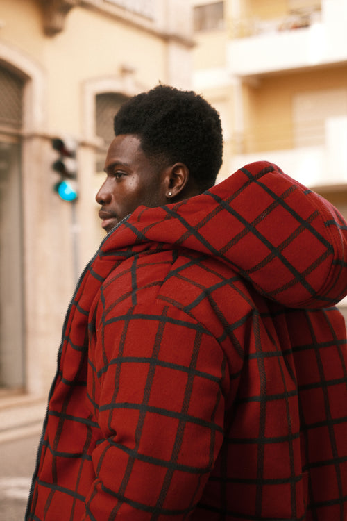 Reversible checkered jacket Red