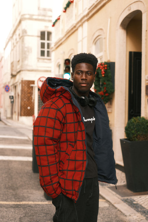 Reversible checkered jacket Red