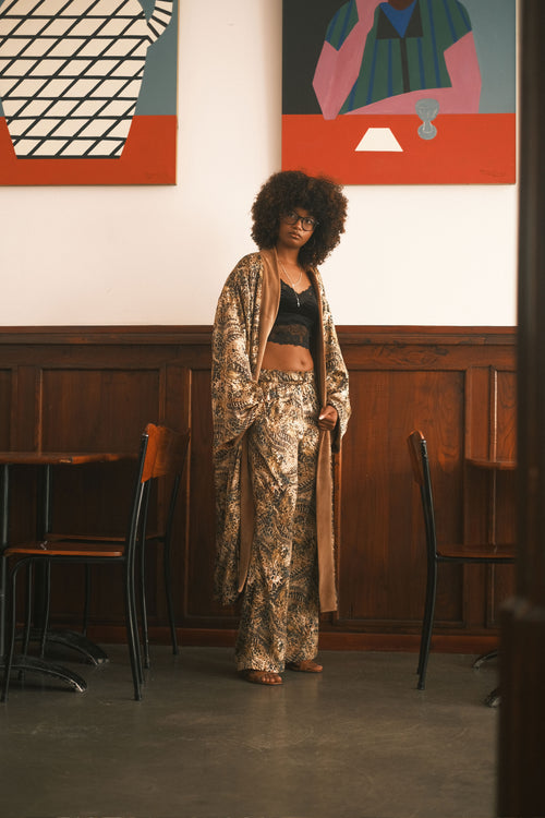 Double-sided velour kimono Pheasant