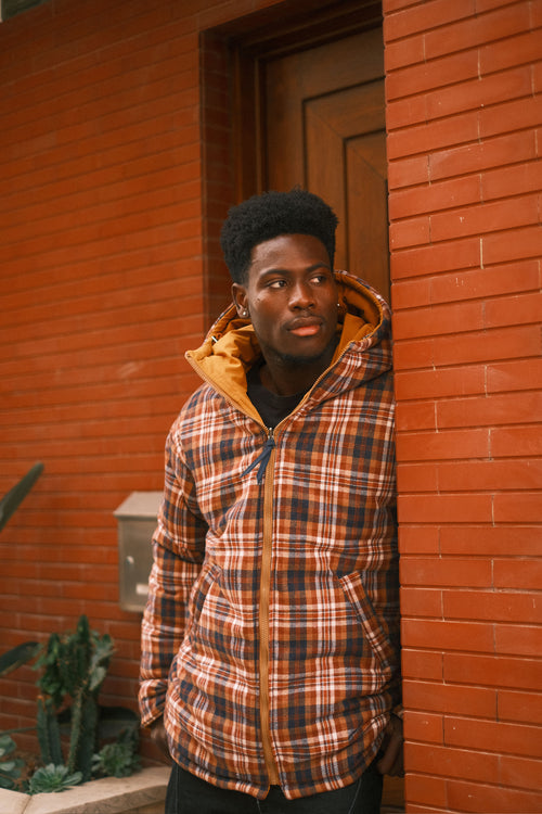 Reversible plaid jacket Mustard