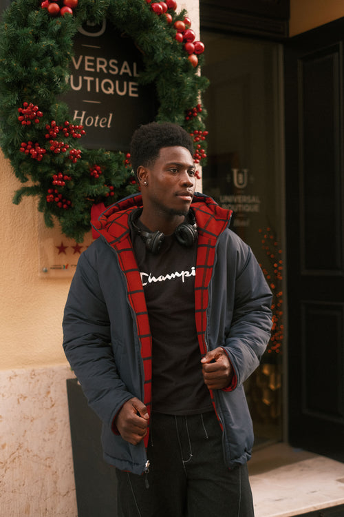 Reversible checkered jacket Red
