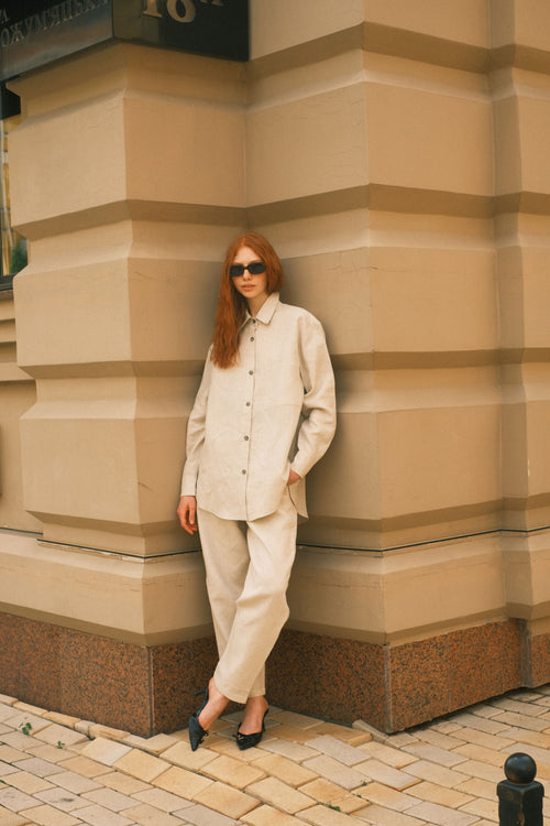 Natural linen trousers
