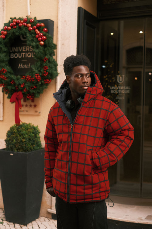 Reversible checkered jacket Red