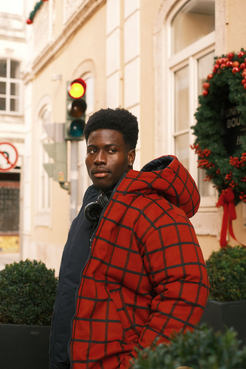 Reversible checkered jacket Red