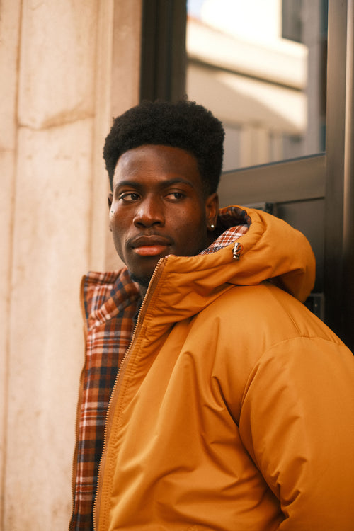 Reversible plaid jacket Mustard