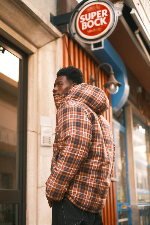 Reversible plaid jacket Mustard