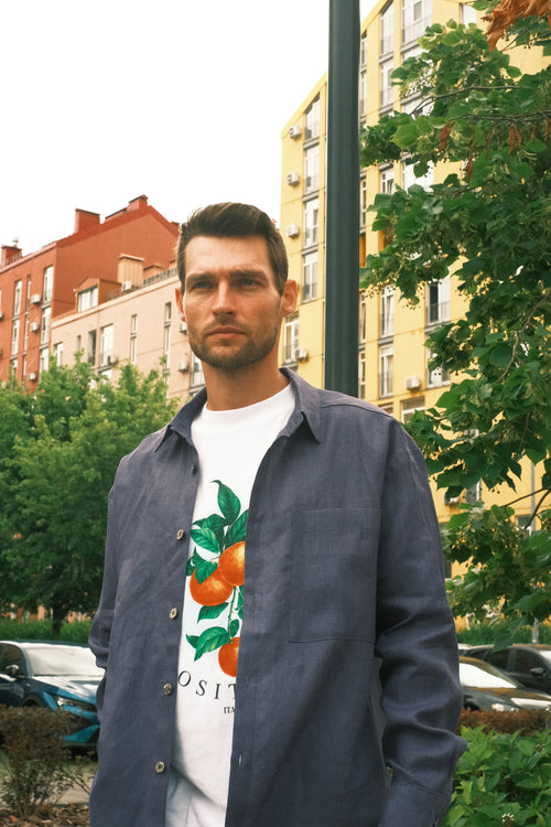 Blueberry linen shirt