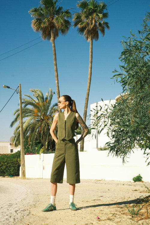 Khaki Denim Shorts