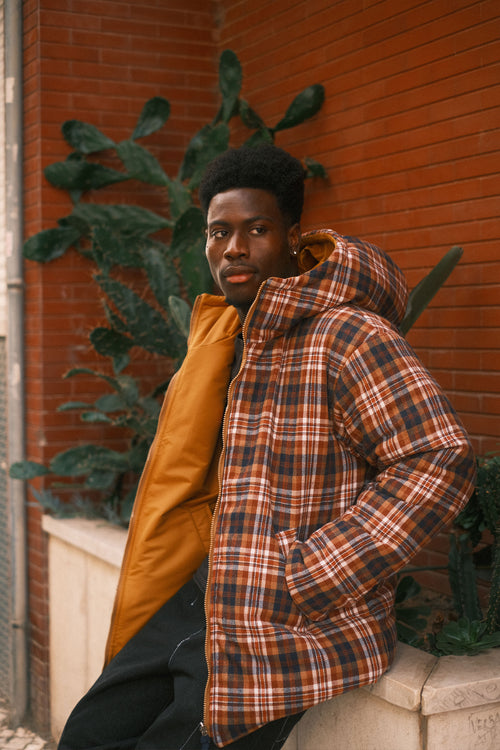 Reversible plaid jacket Mustard