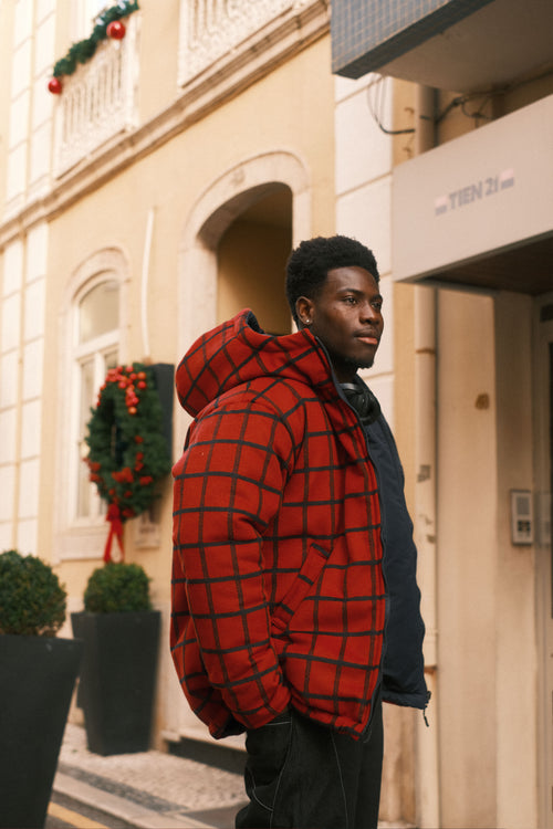 Reversible checkered jacket Red