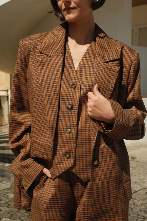 Mustard Checked Vest