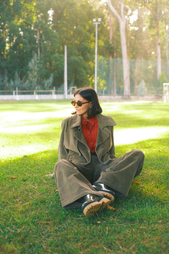 Wide velvet pants Khaki