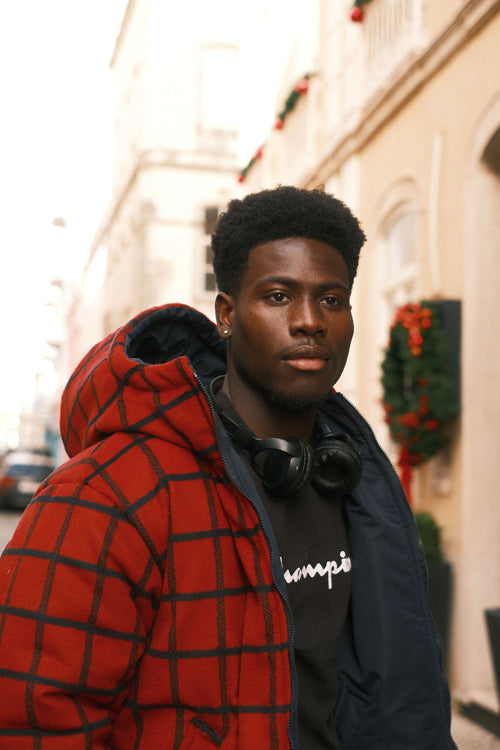 Reversible checkered jacket Red