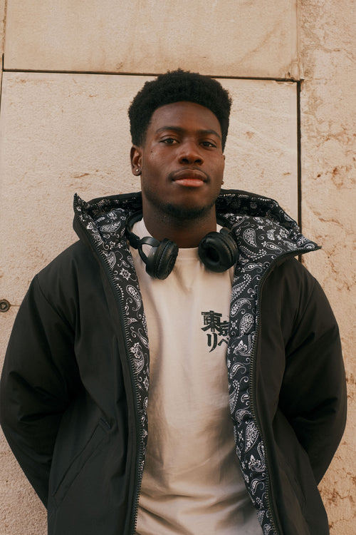 Paisley double-breasted coat