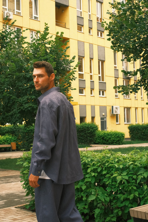 Blueberry linen shirt