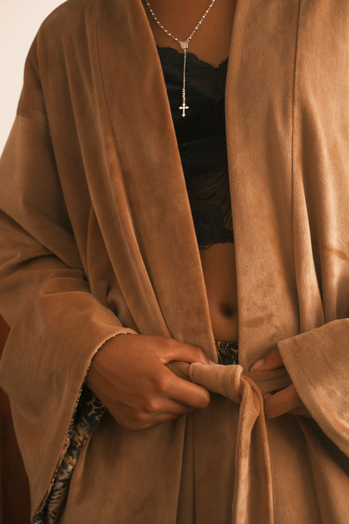 Double-sided velour kimono Pheasant