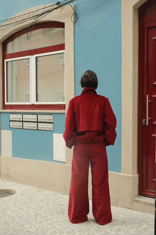 Wide velvet pants Cherry