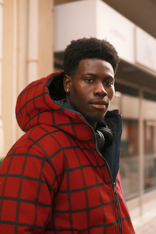 Reversible checkered jacket Red