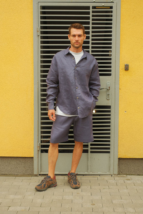 Blueberry linen shorts