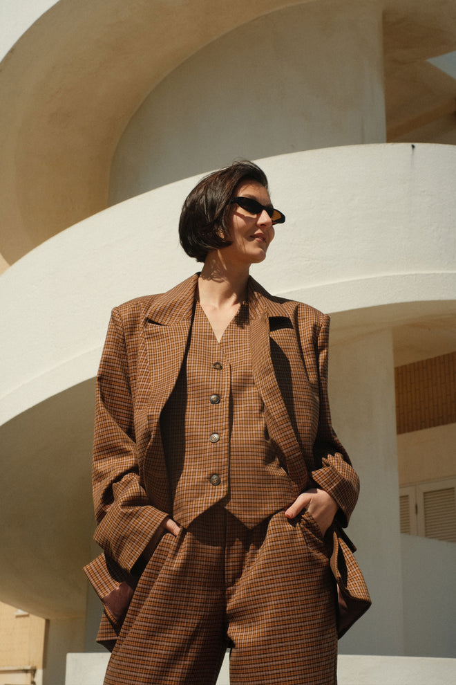 Mustard checkered blazer
