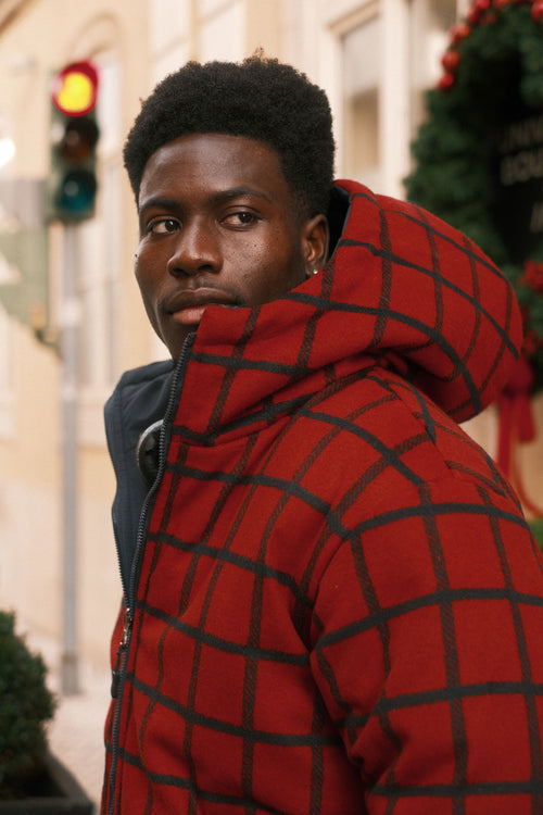 Reversible checkered jacket Red