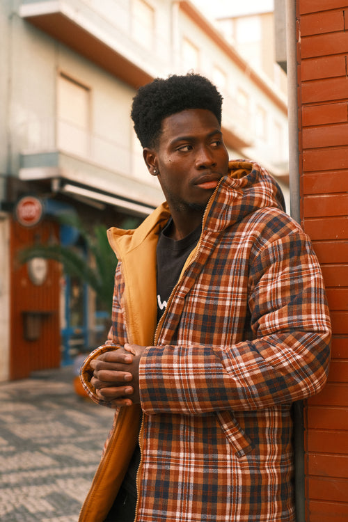 Reversible plaid jacket Mustard
