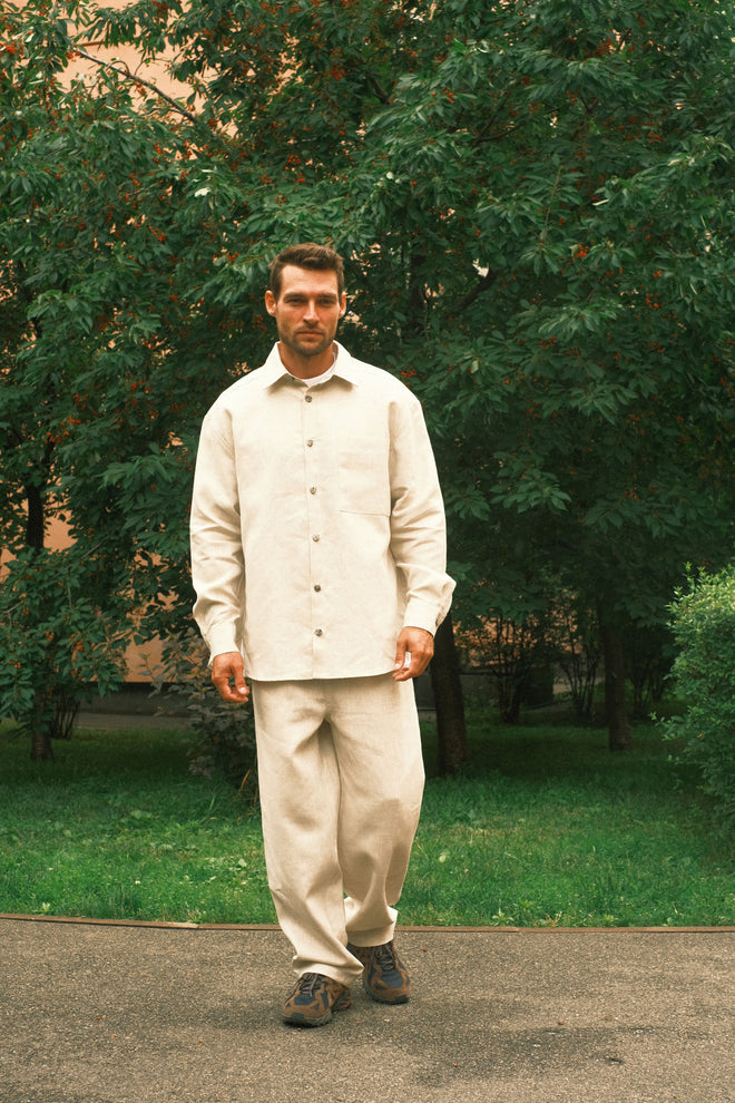 Natural linen trousers