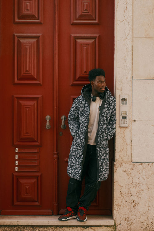 Paisley double-breasted coat