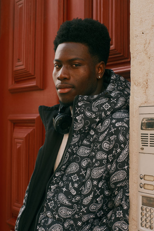 Paisley double-breasted coat