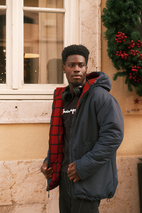 Reversible checkered jacket Red