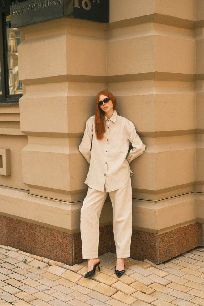 Natural linen trousers