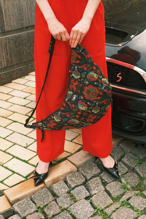 Flaner Bag Ethno Flowers Black double-sided bag