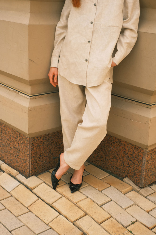 Natural linen trousers