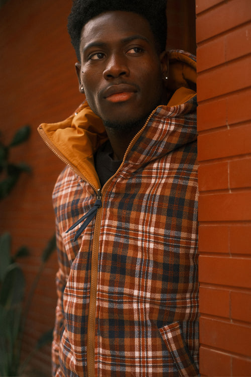 Reversible plaid jacket Mustard