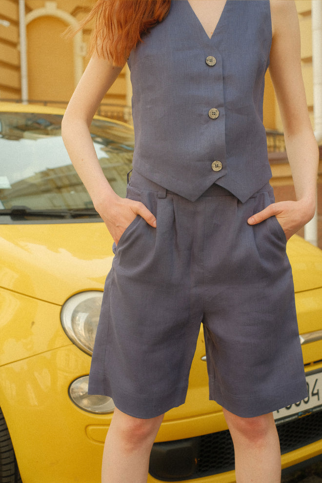 Blueberry linen shorts