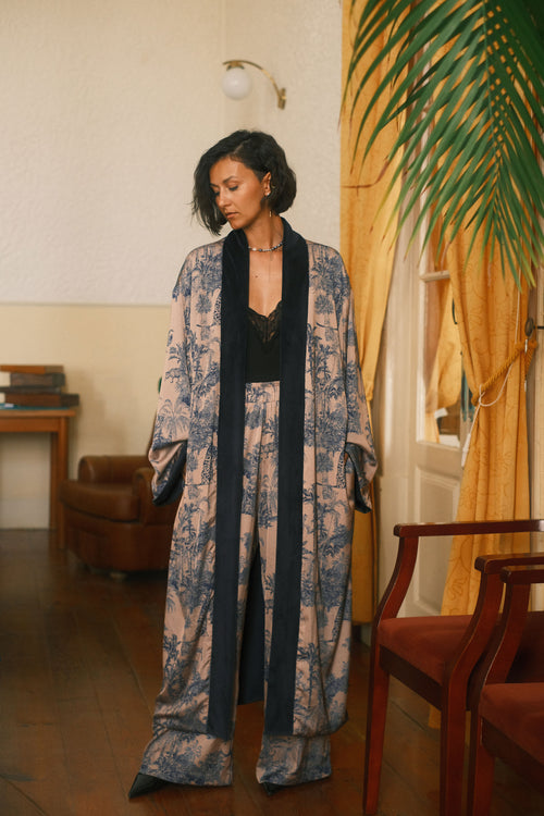 Double-sided velour kimono Pheasant